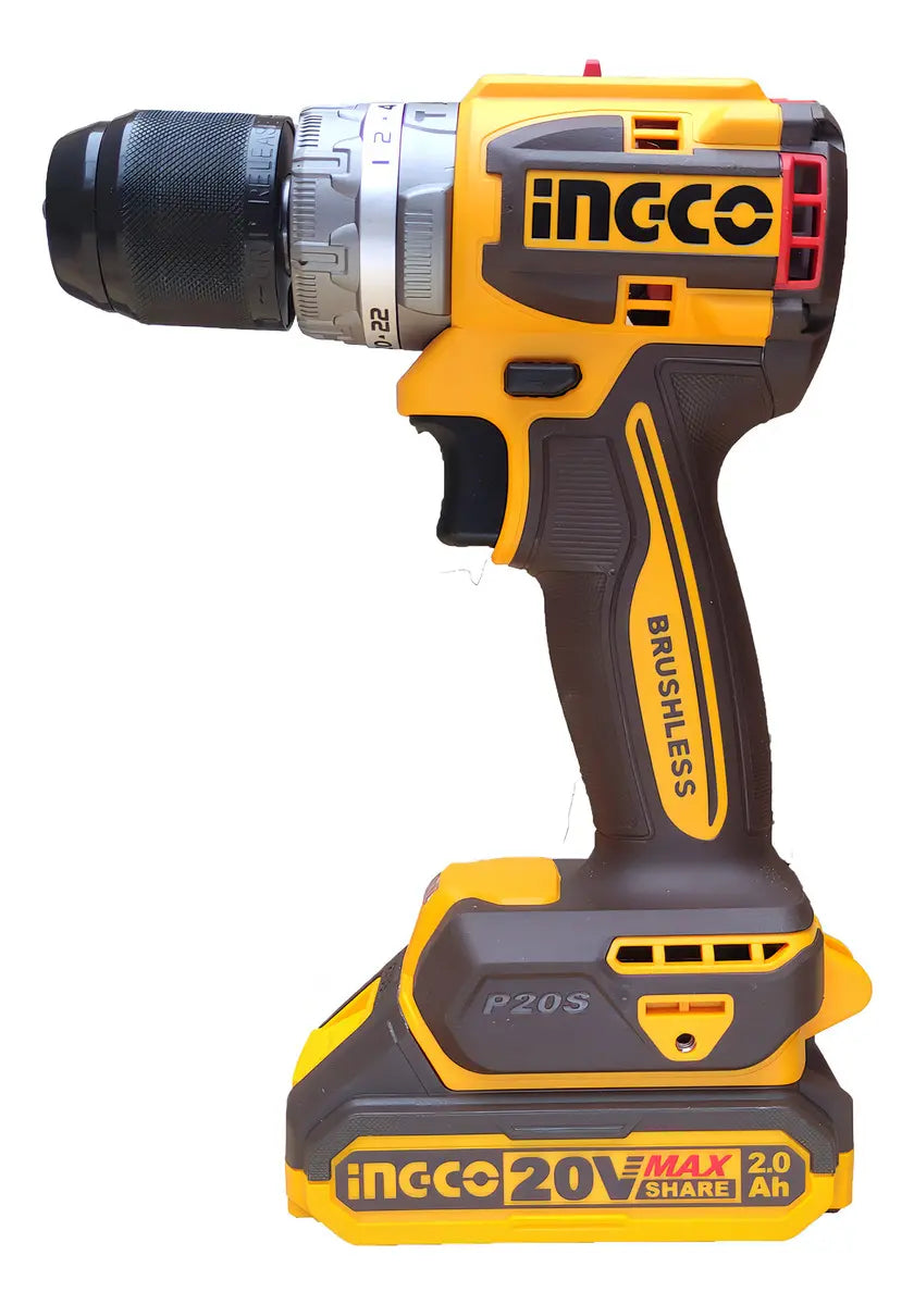 TALADRO PERCUTOR INALAMBRICO BRUSHLESS COMPACTO 20V INGCO