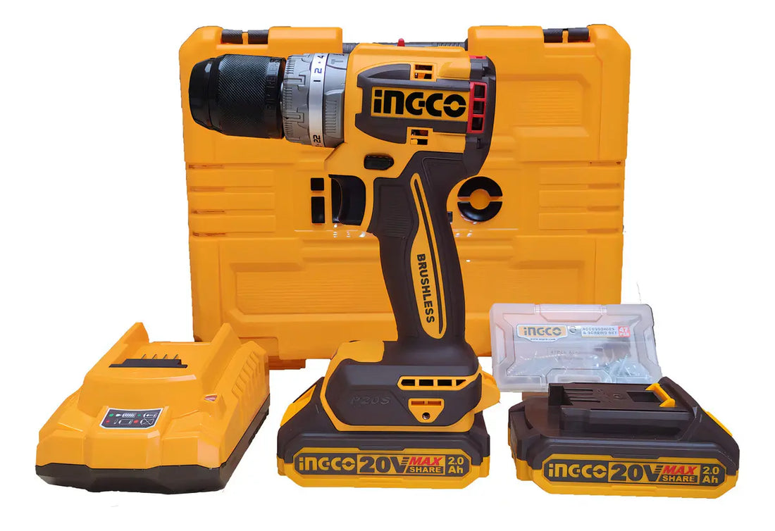 TALADRO PERCUTOR INALAMBRICO BRUSHLESS COMPACTO 20V INGCO