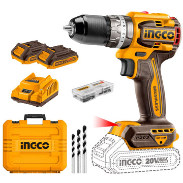 TALADRO PERCUTOR INALAMBRICO BRUSHLESS COMPACTO 20V INGCO